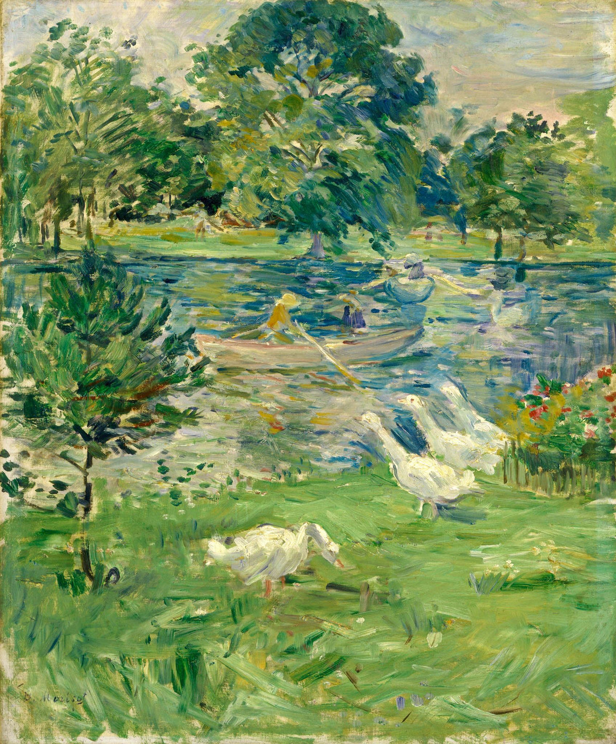 Girl In A Boat With Geese – Berthe Morisot, 1889, framed