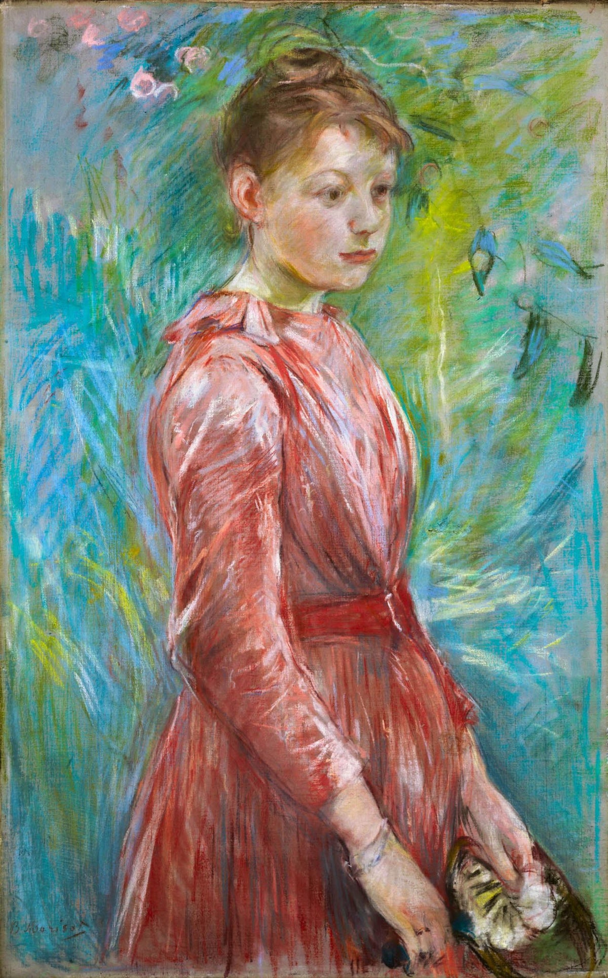 Girl In Rose Dress – Berthe Morisot, 1885, framed
