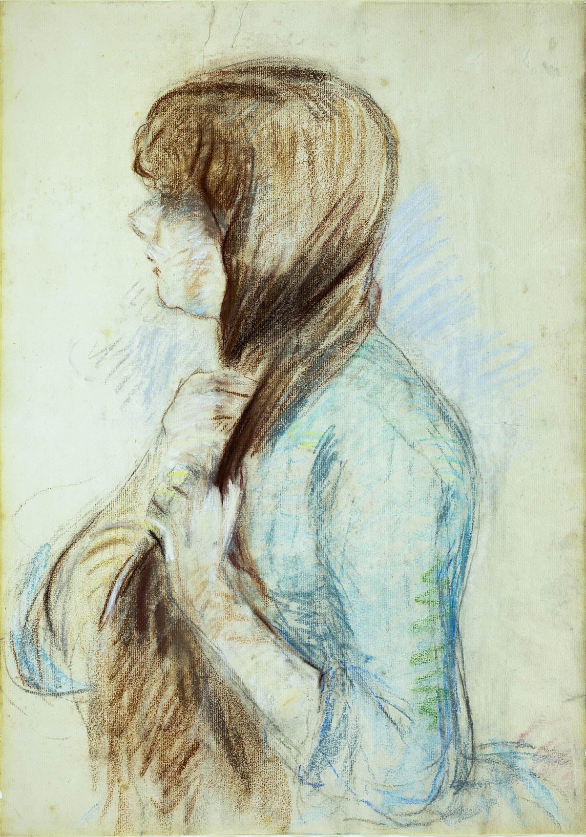 Girl Plaiting Her Hair (La Natte) – Berthe Morisot, c. 1894, framed