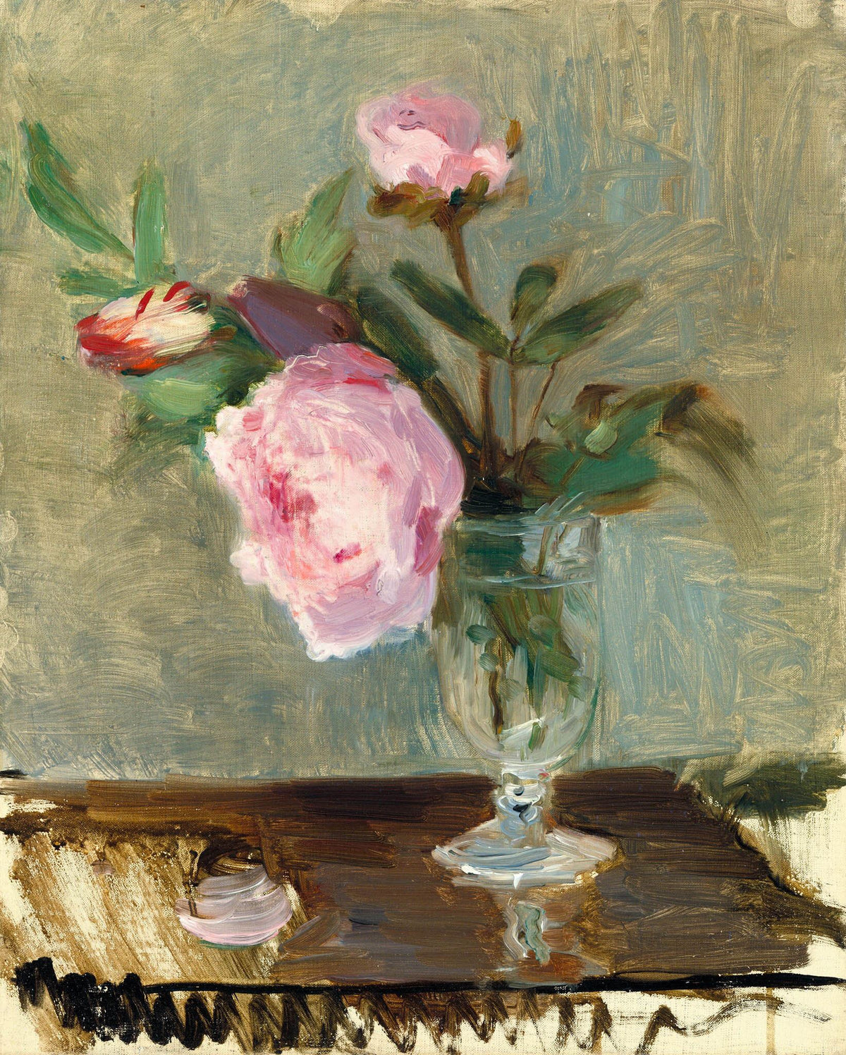 Peonies – Berthe Morisot, c. 1869, framed