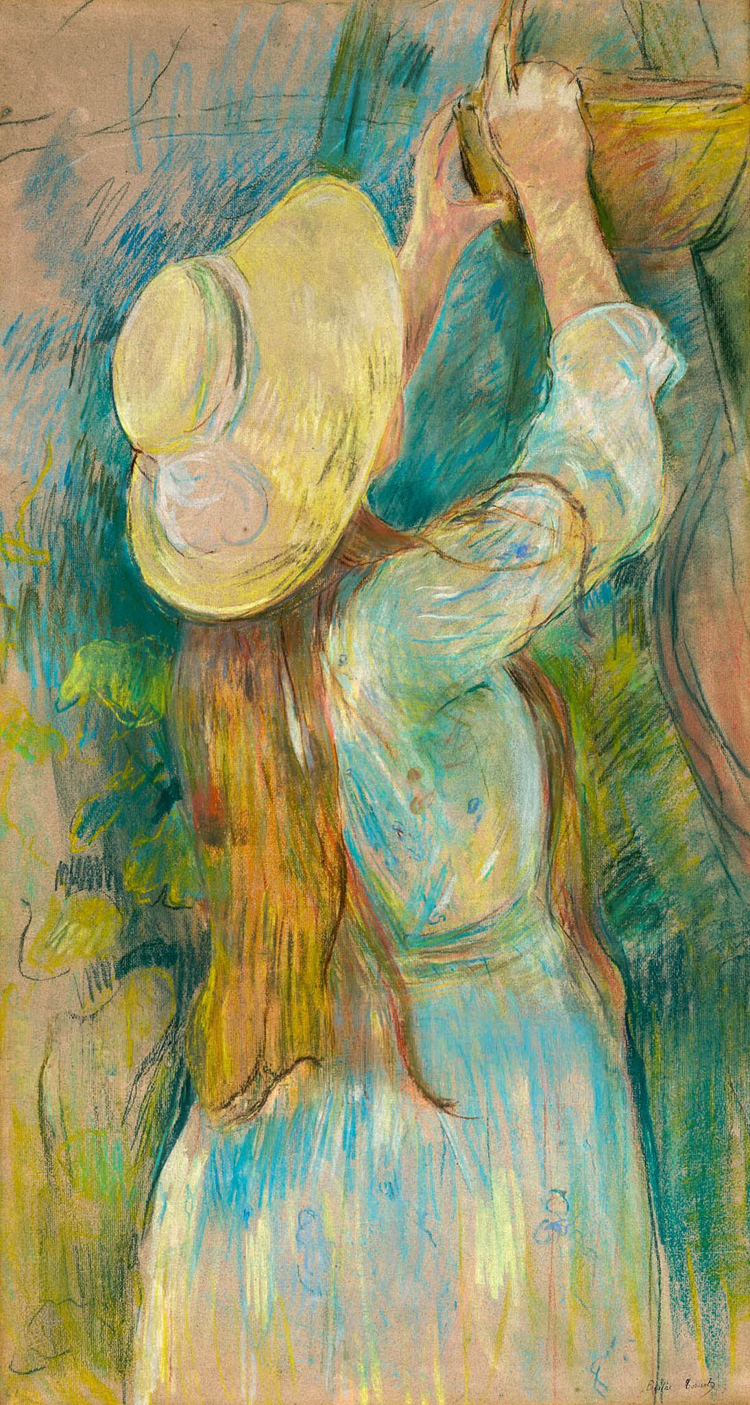 Young Girl Holding A Basket – Berthe Morisot, c. 1889, framed