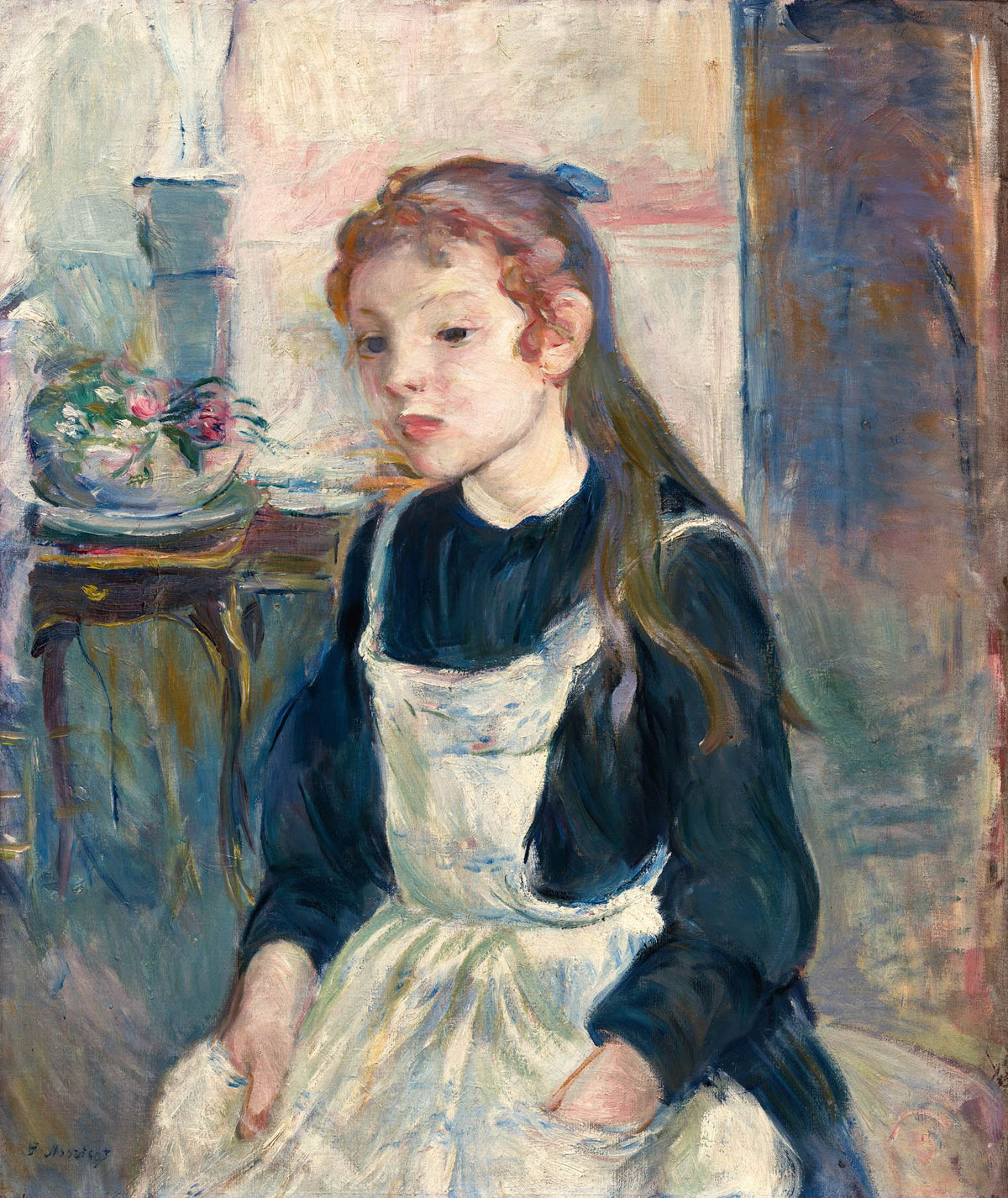 Young Girl With An Apron – Berthe Morisot, 1886, framed