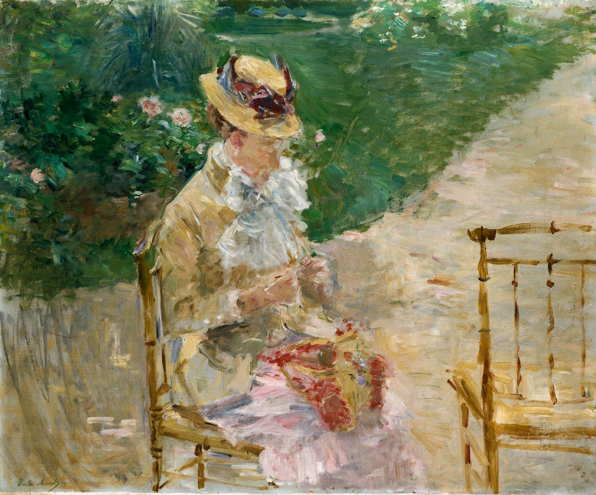 Young Woman Knitting – Berthe Morisot, 1883, framed