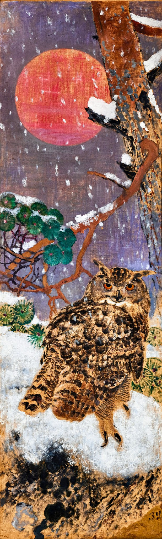 Eagle Owl in the Moonlight – Bruno Liljefors, 1895, framed