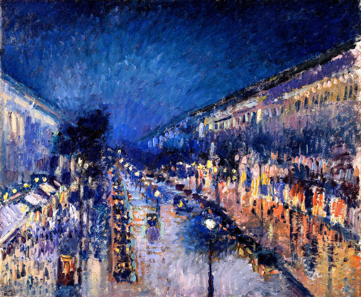 Boulevard Montmartre at Night – Camille Pissarro, 1897, framed