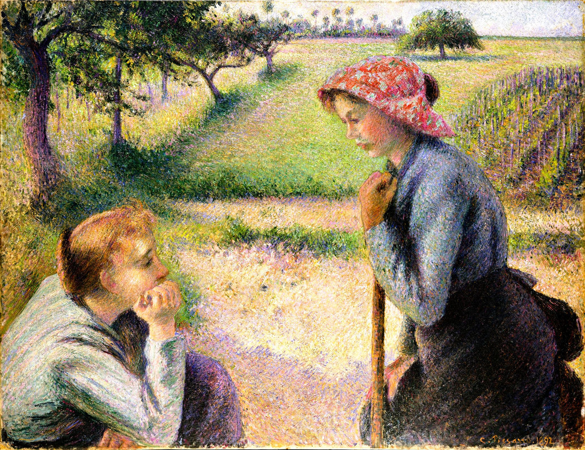 Two Young Peasant Women – Camille Pissarro, 1891-1892, framed