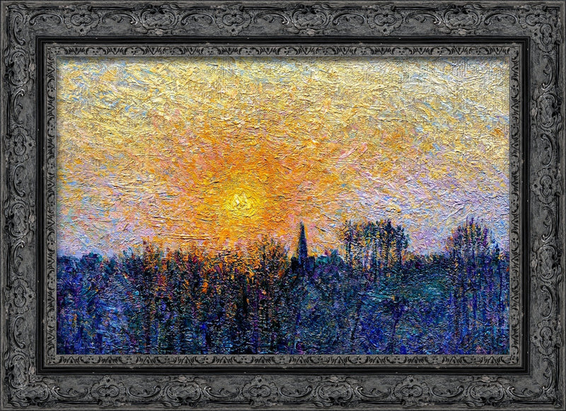 View of Bazincourt, Sunset – Camille Pissarro, 1884