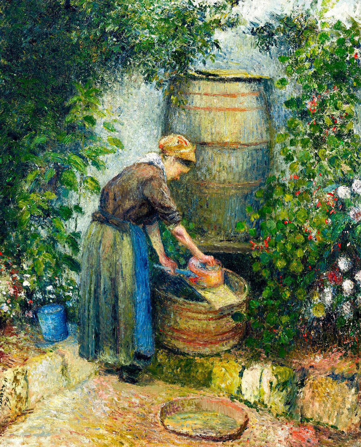 Woman Washing a Pan – Camille Pissarro, 1882, framed