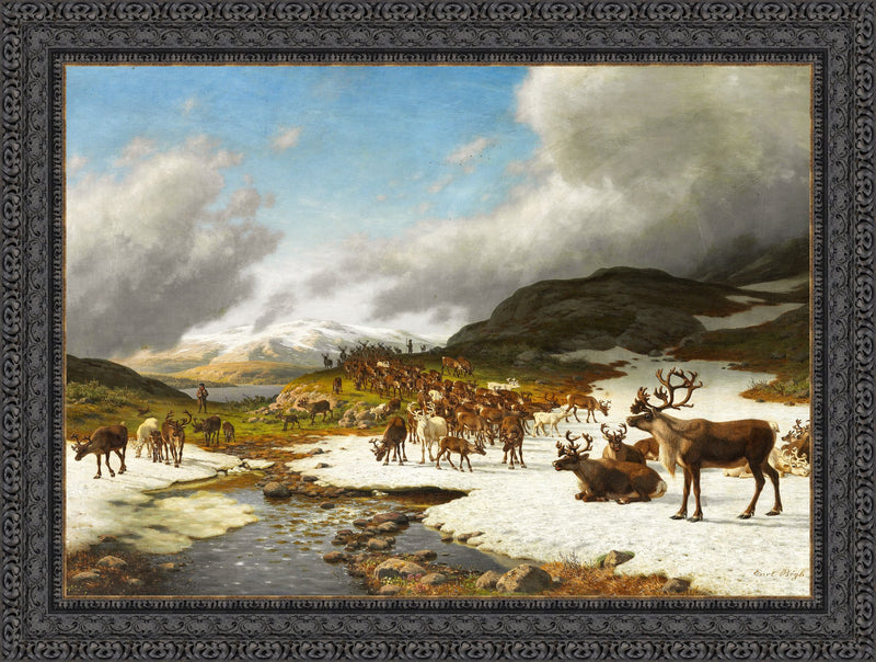 Reindeer Herd in the Mountains North of Røros – Carl Bøgh, 1875