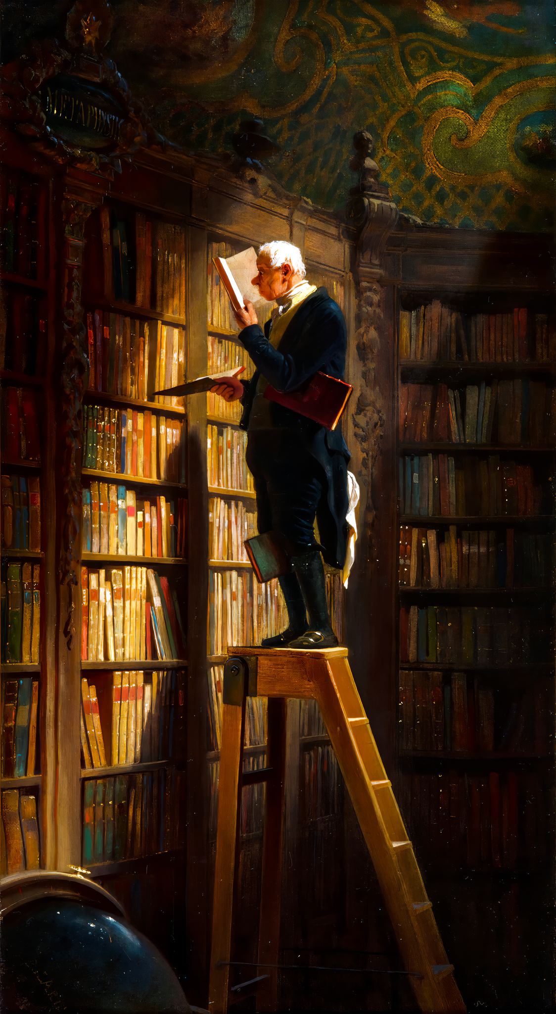 The Bookworm – Carl Spitzweg, 1850, framed