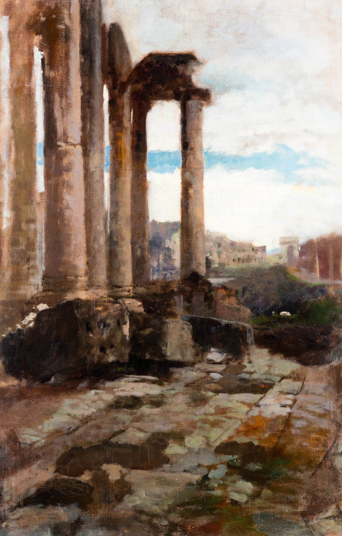 Roman Forum – Cesare Tallone, 1880s, framed