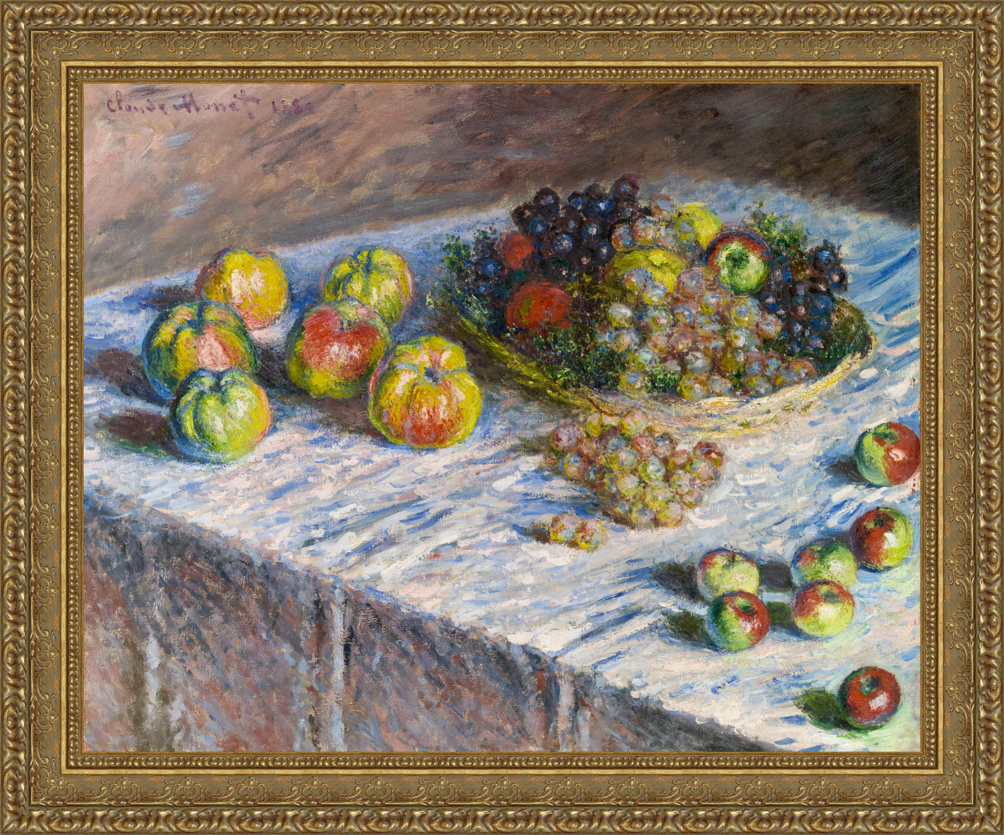 Apples and Grapes by Claude Monet — Framed Giclee Canvas Print | Canvas Classics