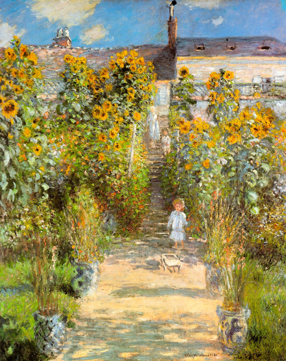 The Artist's Garden at Vétheuil – Claude Monet, 1880, framed