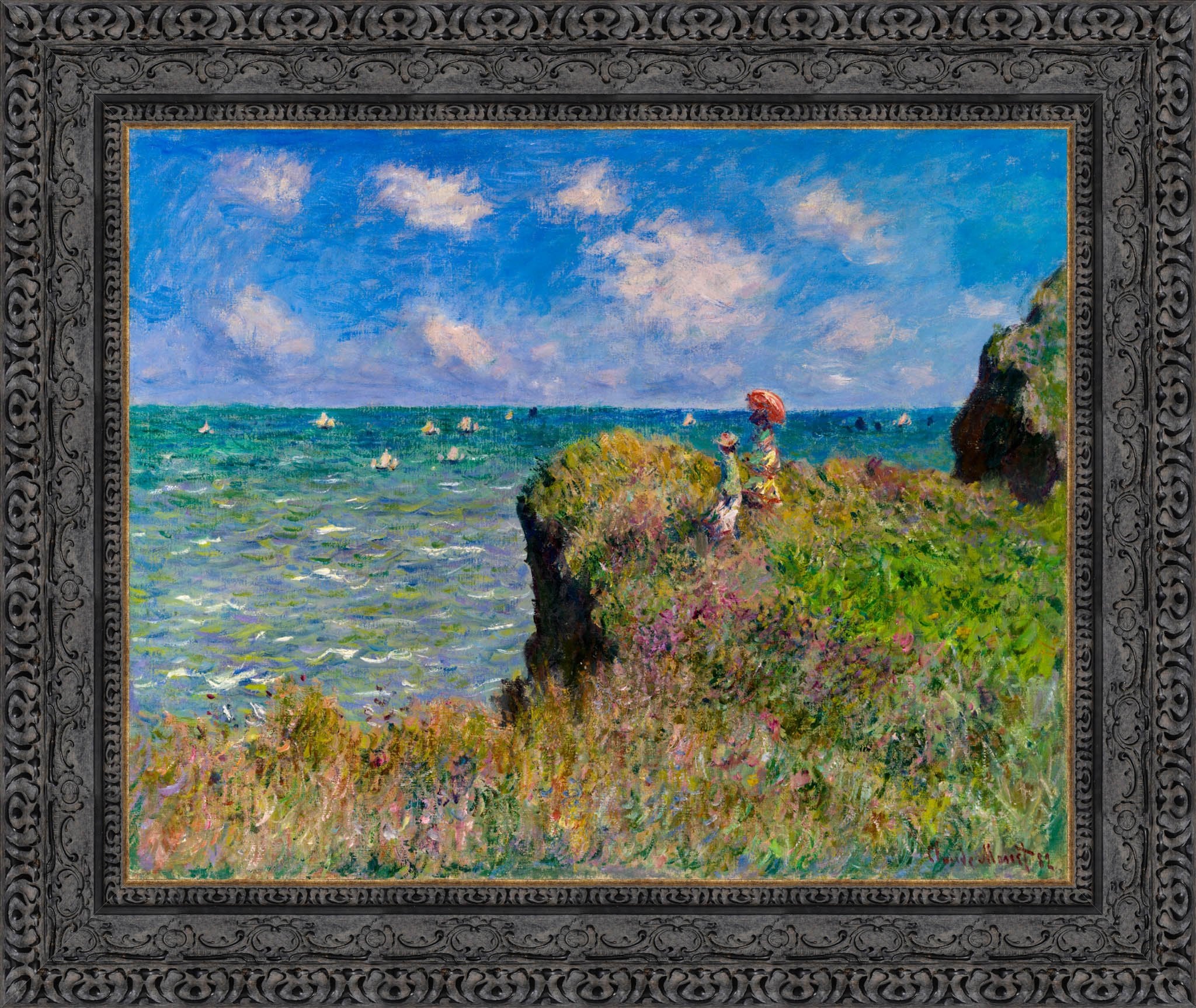 Cliff Walk At Pourville by Claude Monet — Framed Giclee Canvas Print | Canvas Classics
