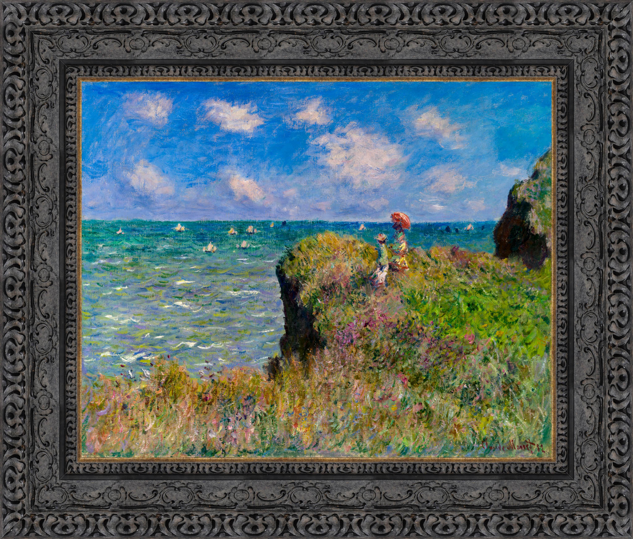 Cliff Walk At Pourville by Claude Monet — Framed Giclee Canvas Print | Canvas Classics