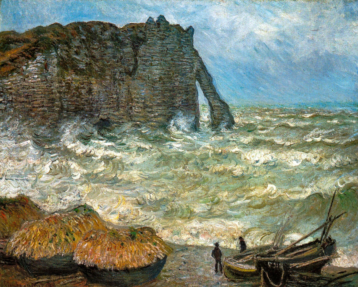 Rough Sea at Étretat – Claude Monet, 1868-1869, framed