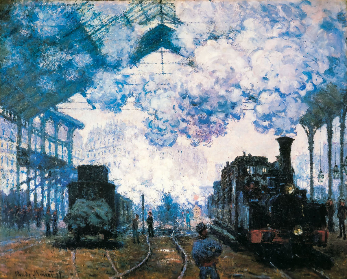 La Gare Saint-Lazare, Trains – Claude Monet, 1877, framed