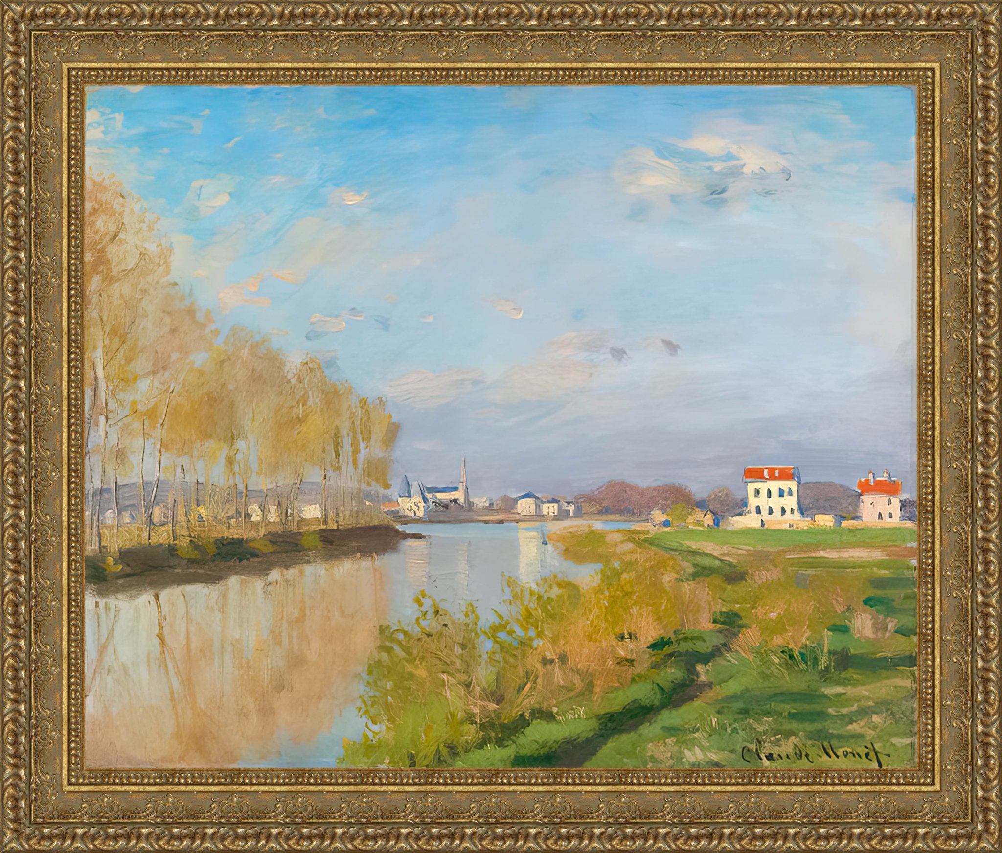 La Seine A Argenteuil by Claude Monet — Framed Giclee Canvas Print | Canvas Classics