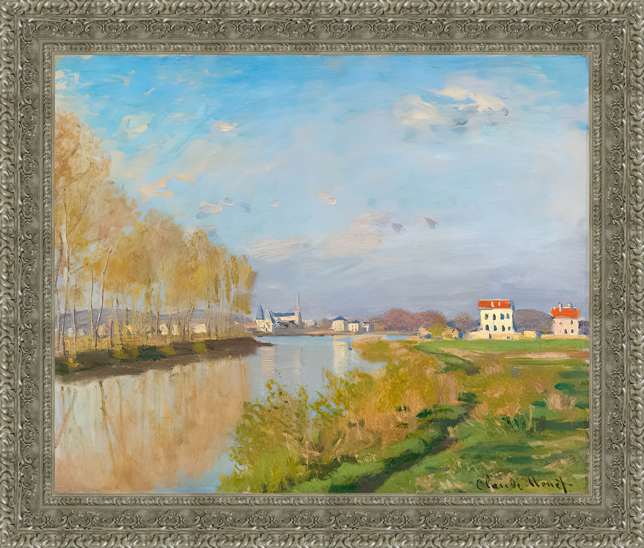 La Seine A Argenteuil by Claude Monet — Framed Giclee Canvas Print | Canvas Classics