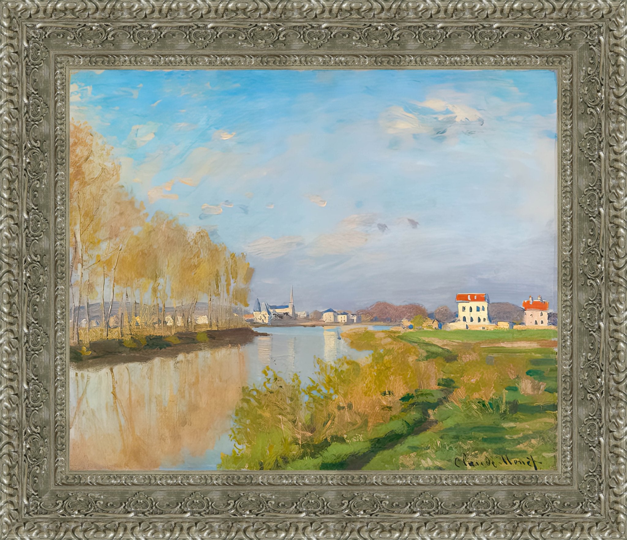 La Seine A Argenteuil by Claude Monet — Framed Giclee Canvas Print | Canvas Classics