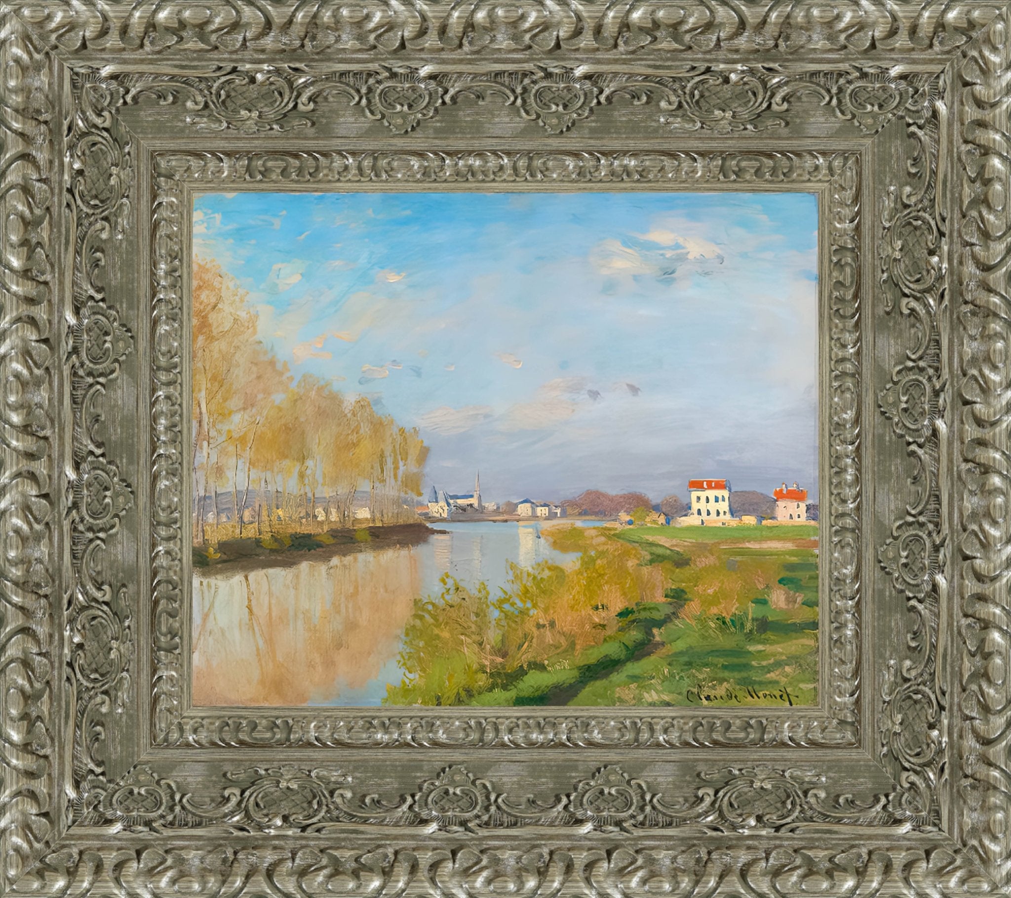 La Seine A Argenteuil by Claude Monet — Framed Giclee Canvas Print | Canvas Classics