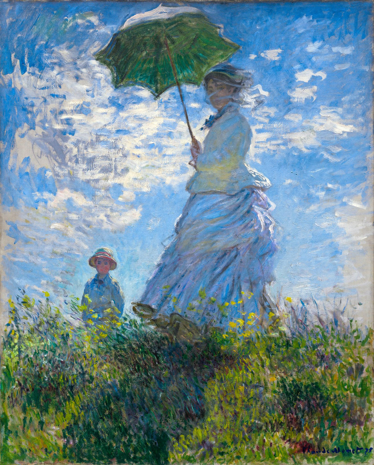 Woman with a Parasol - Madame Monet and Her Son – Claude Monet, 1875, framed