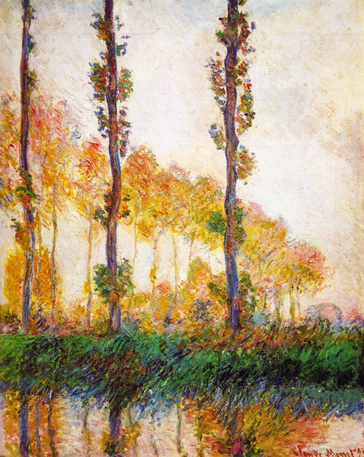 Three Poplars, Autumn – Claude Monet, 1891, framed