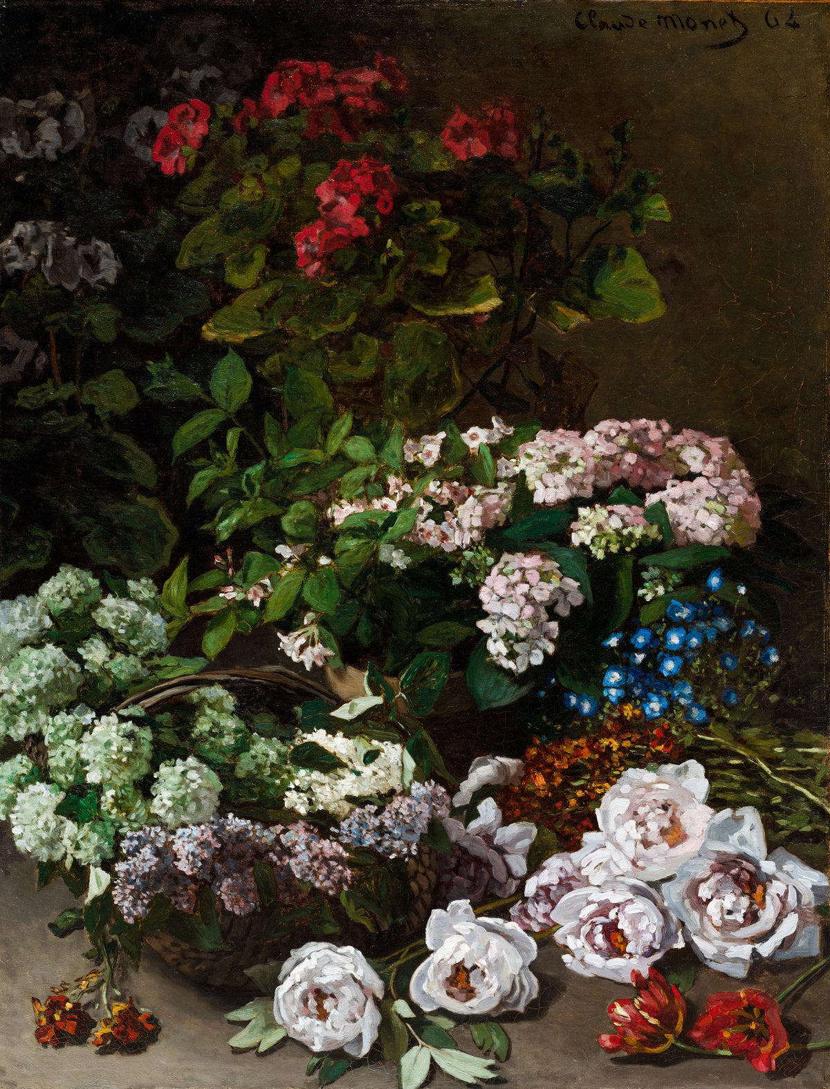 Spring Flowers – Claude Monet, 1864, framed