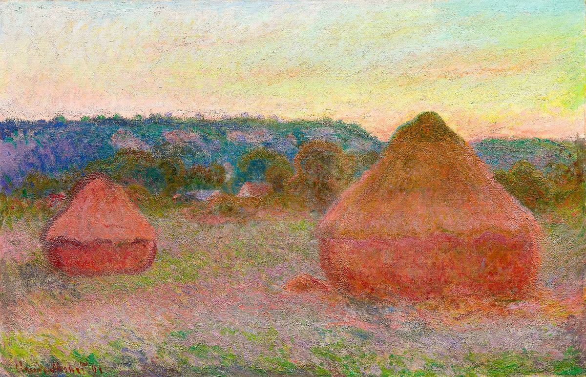Stacks of Wheat, End of Day, Autumn – Claude Monet, 1890-1891, framed