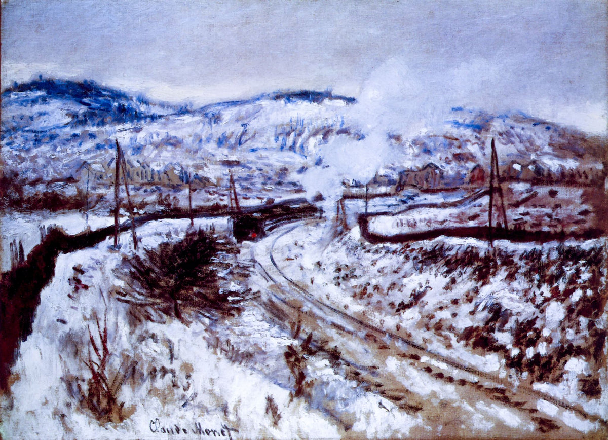 Train in the Snow at Argenteuil – Claude Monet, 1875, framed