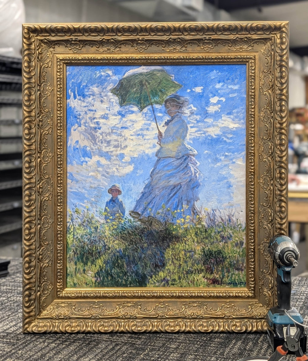 Woman with a Parasol - Madame Monet and Her Son by Claude Monet — Framed Giclee Canvas Print | Canvas Classics