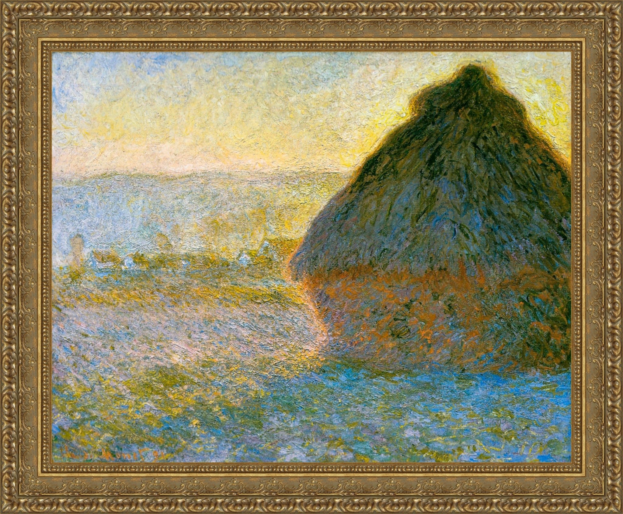 Haystack at Sunset by Claude Monet — Framed Giclee Canvas Print | Canvas Classics
