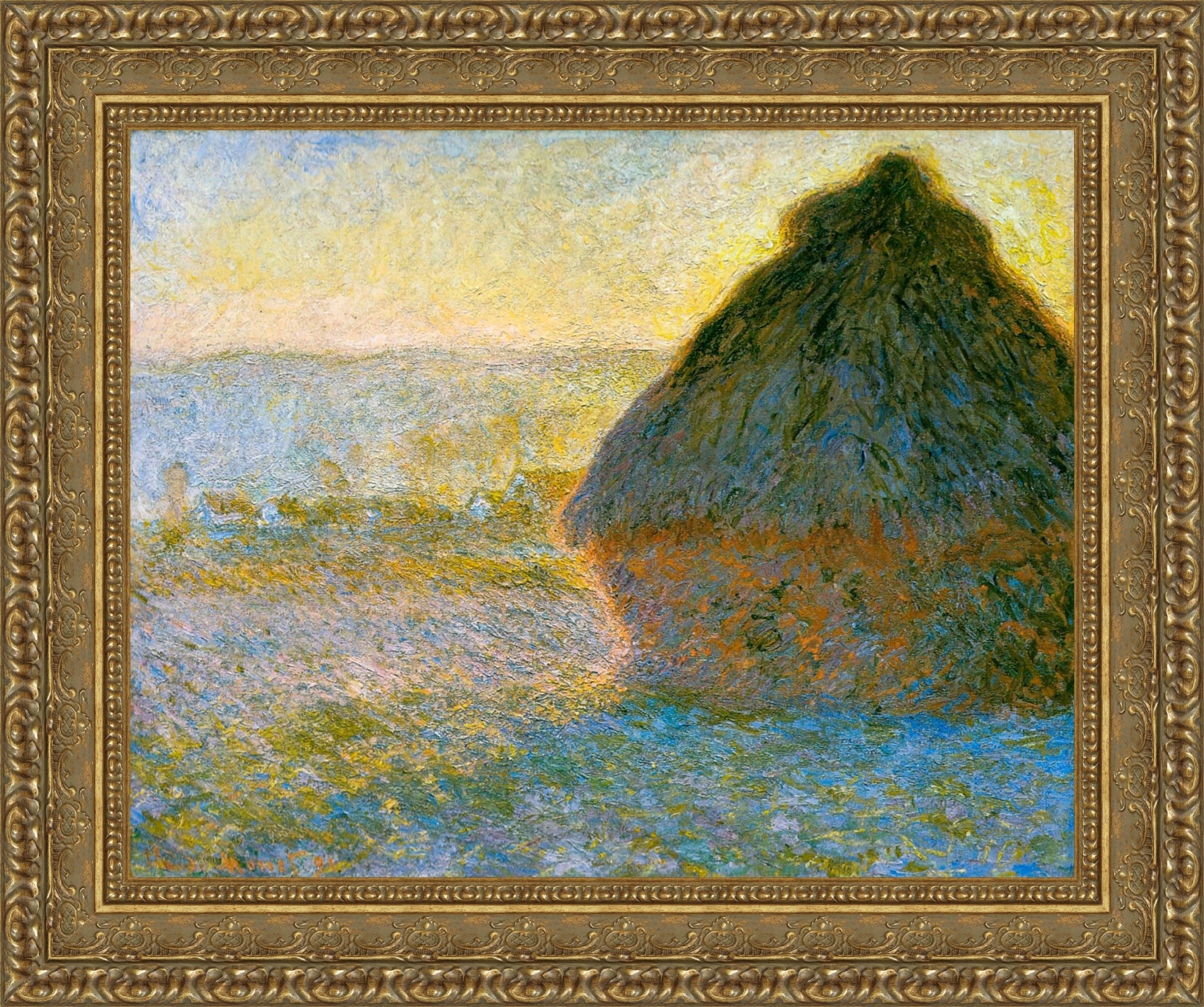 Haystack at Sunset by Claude Monet — Framed Giclee Canvas Print | Canvas Classics