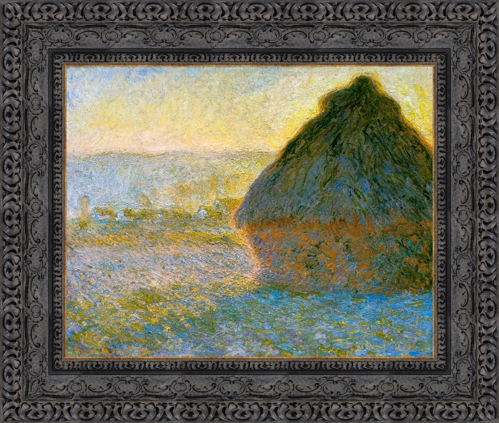 Haystack at Sunset by Claude Monet — Framed Giclee Canvas Print | Canvas Classics