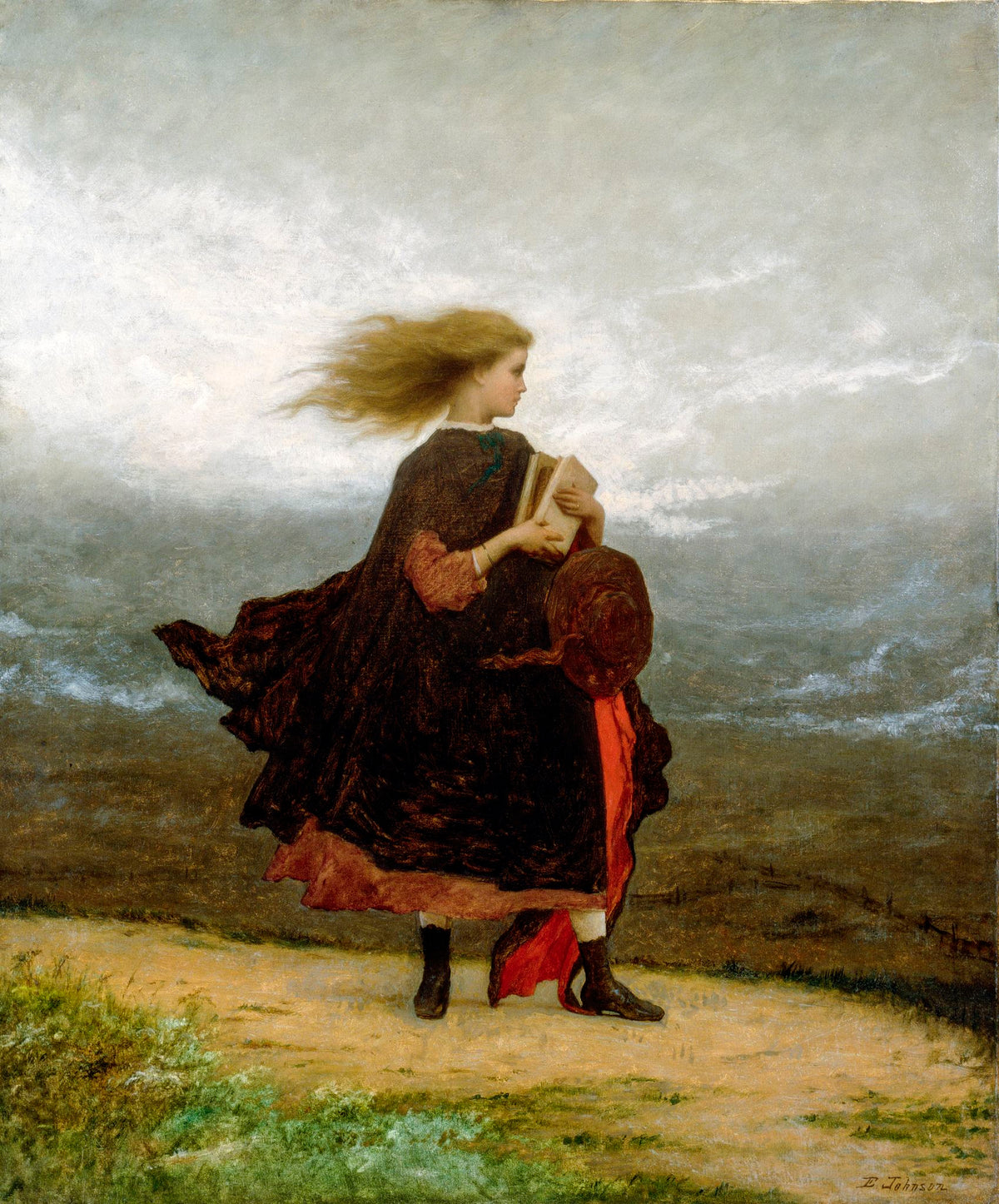 The Girl I Left Behind Me - Eastman Johnson, c. 1872, framed