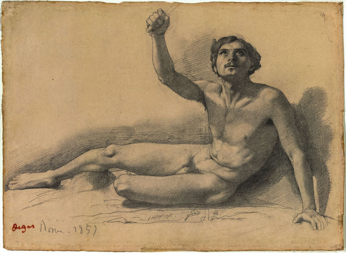 Study of a Male Nude – Edgar Degas, 1858, framed