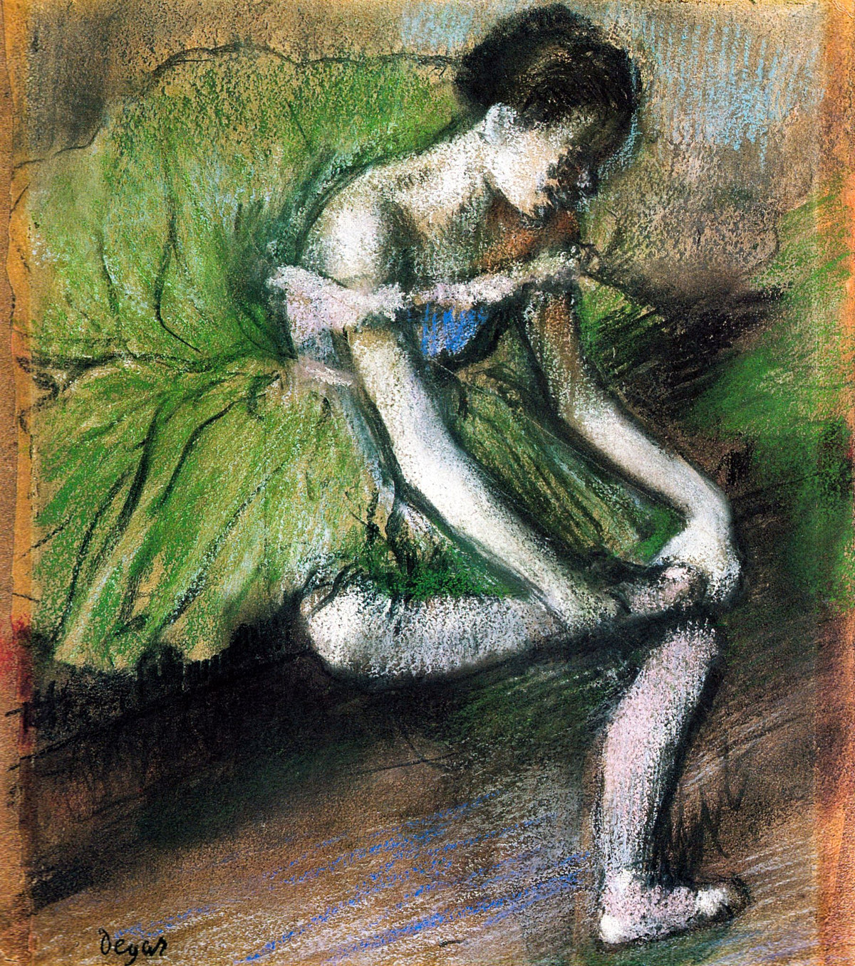 The Green Dress (Danseuse en robe verte) – Edgar Degas, 1888, framed