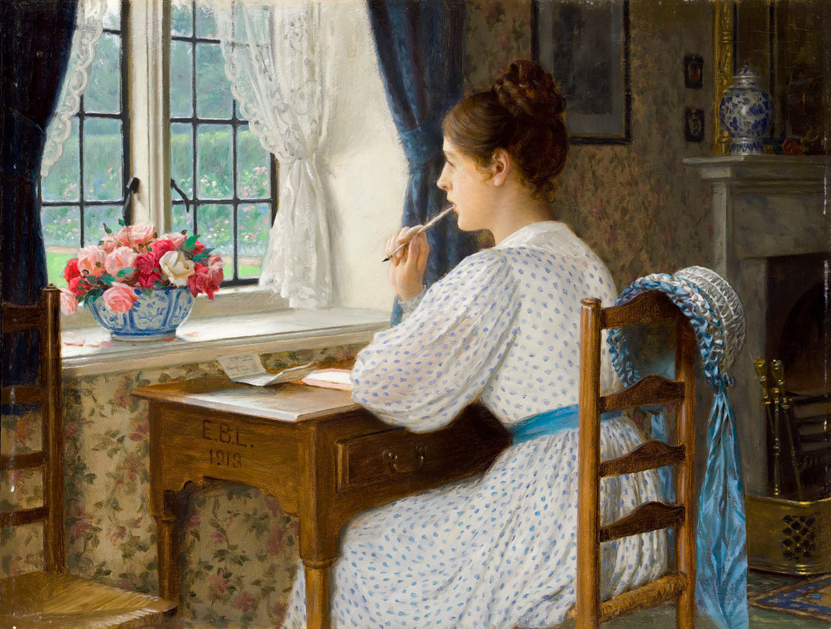 Straying Thoughts – Edmund Blair Leighton, 1913, framed