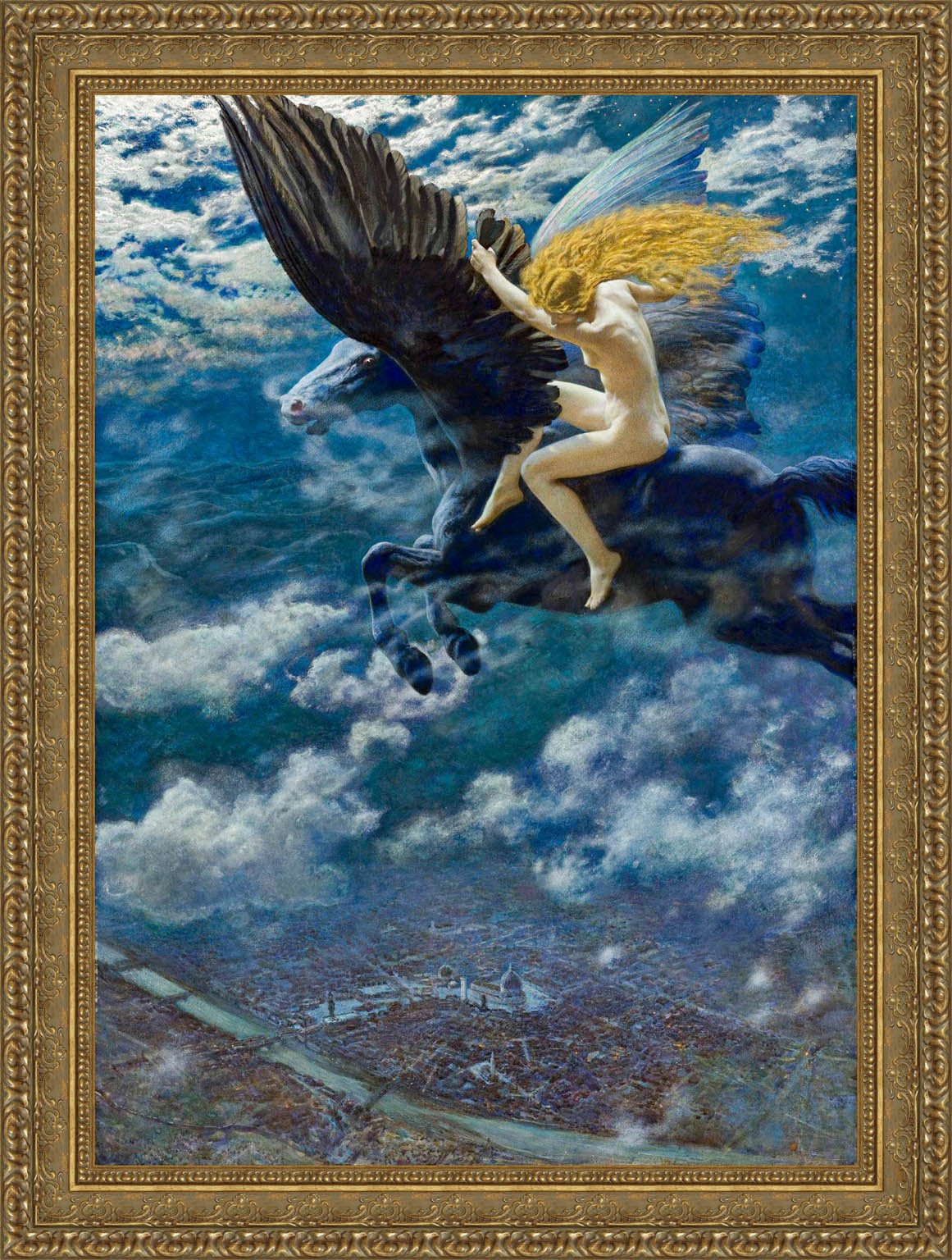 Dream Idyll A Valkyrie by Edward Robert Hughes — Framed Giclee Canvas Print | Canvas Classics