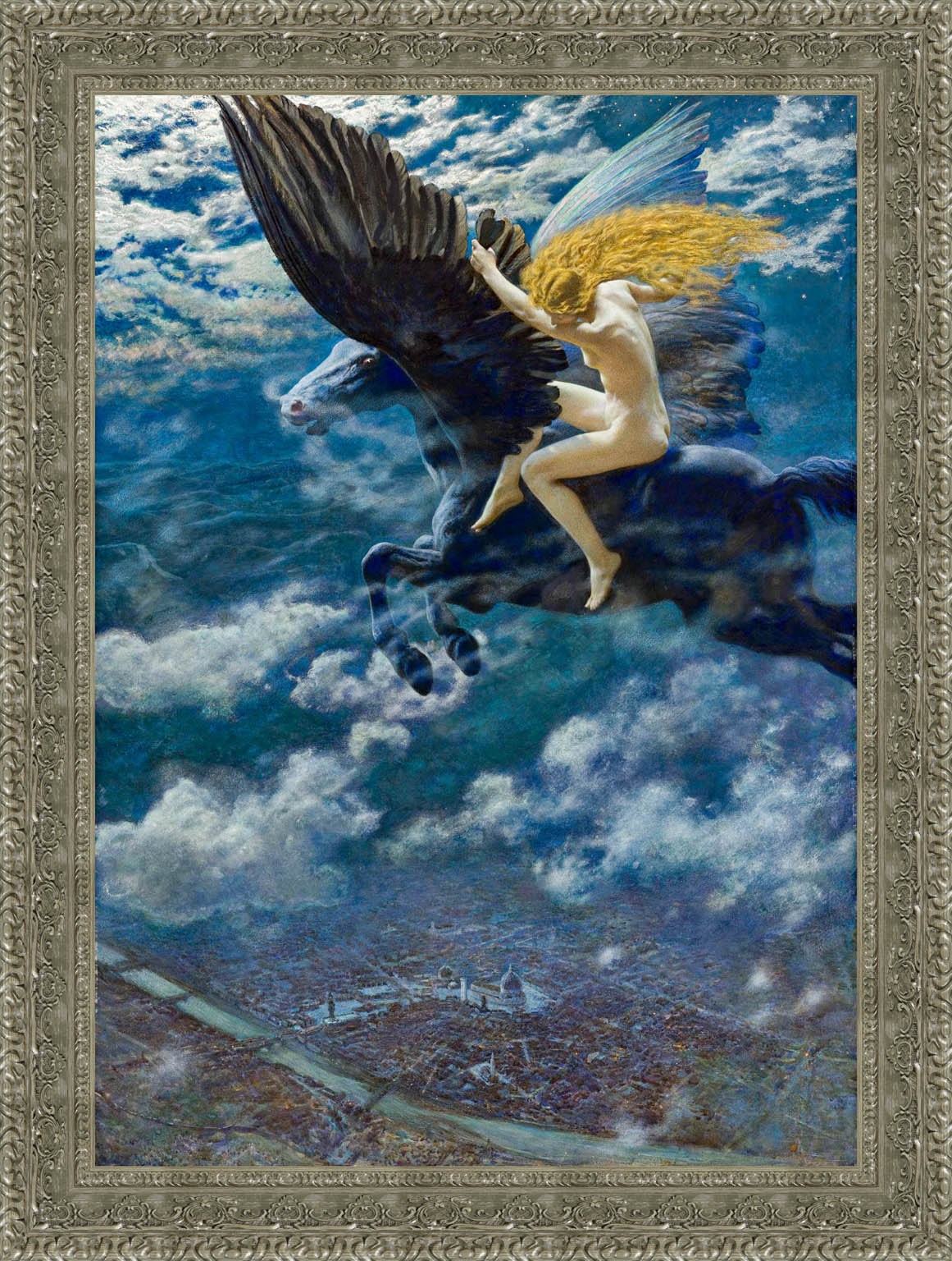 Dream Idyll A Valkyrie by Edward Robert Hughes — Framed Giclee Canvas Print | Canvas Classics