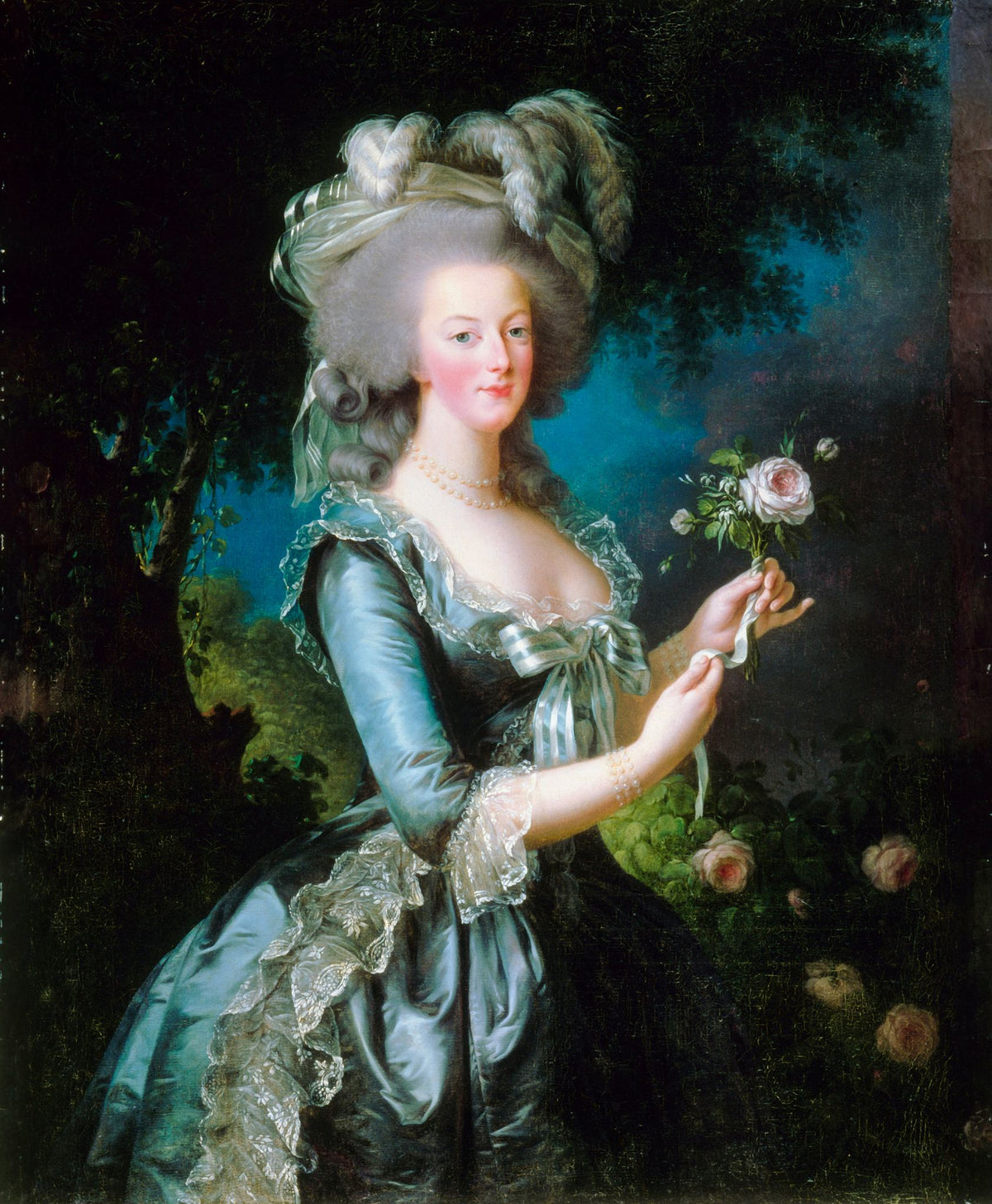 Marie Antoinette with the Rose – Elisabeth Louise Vigée Le Brun, 1783, framed