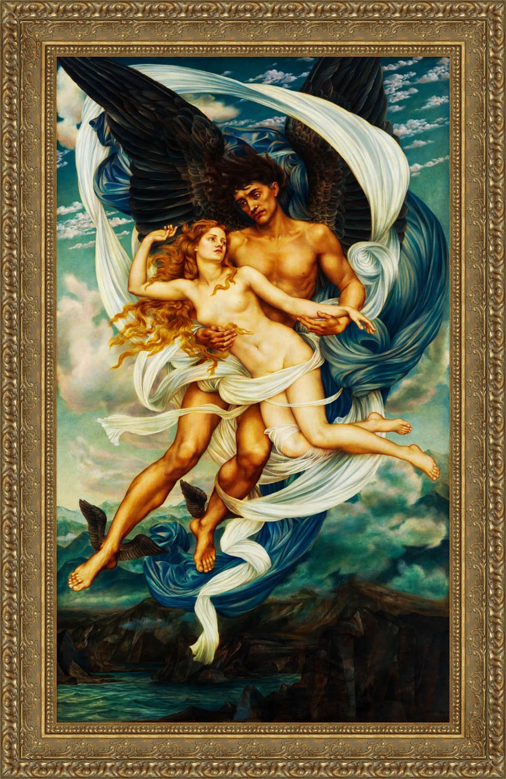 Boreas And Oreithyia by Evelyn De Morgan — Framed Giclee Canvas Print | Canvas Classics