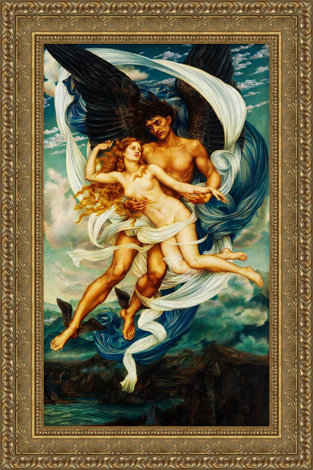 Boreas And Oreithyia by Evelyn De Morgan — Framed Giclee Canvas Print | Canvas Classics