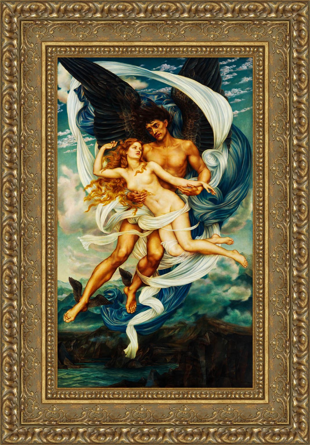 Boreas And Oreithyia by Evelyn De Morgan — Framed Giclee Canvas Print | Canvas Classics