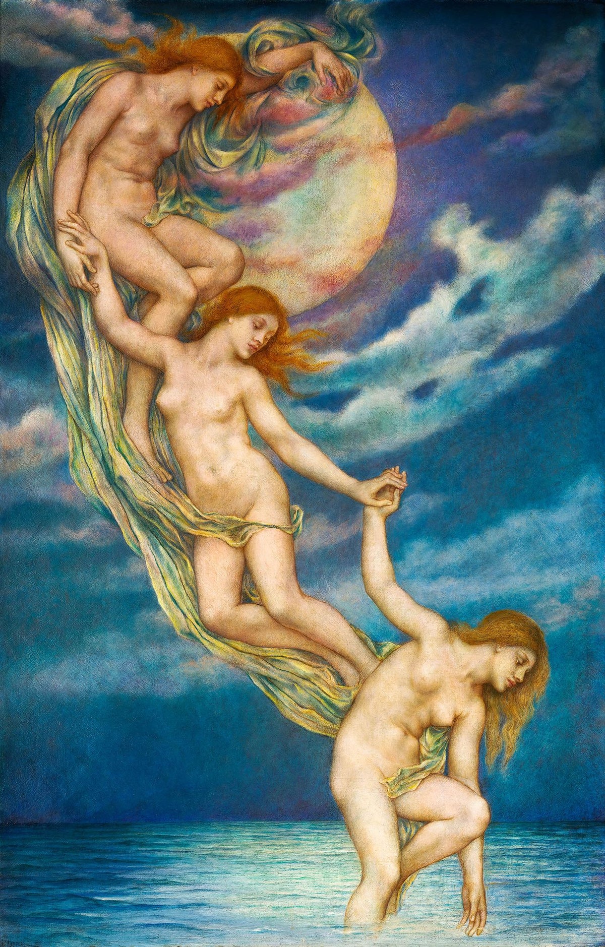 Moonbeams Dipping Into The Sea – Evelyn De Morgan, 1900, framed