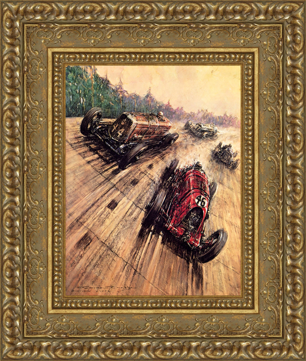 A British Empire Trophy Race by F. Gordon Crosby — Framed Giclee Canvas Print | Canvas Classics