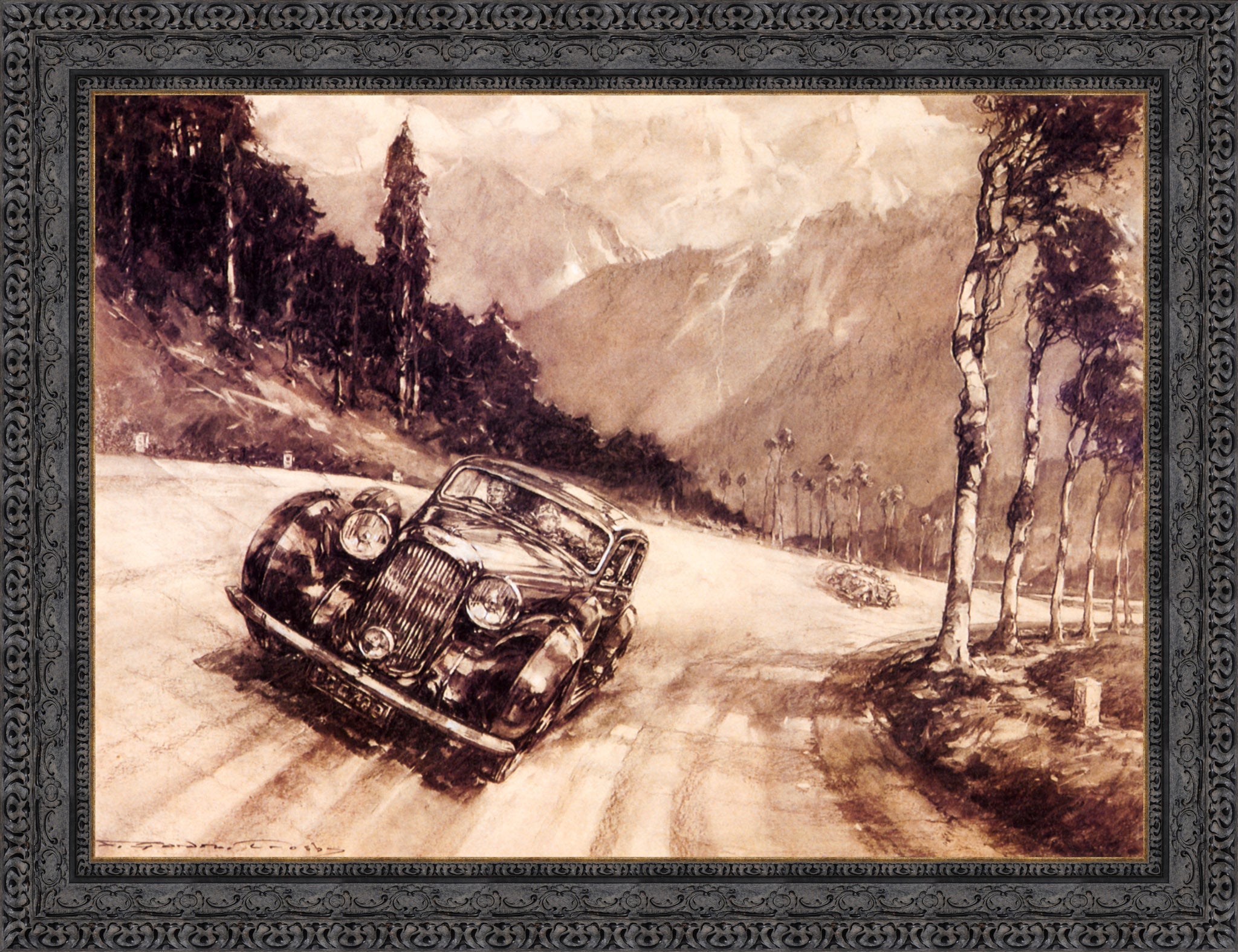 A Lagonda at Speed on the Continent – F. Gordon Crosby, c. 1930s - Canvas Classics