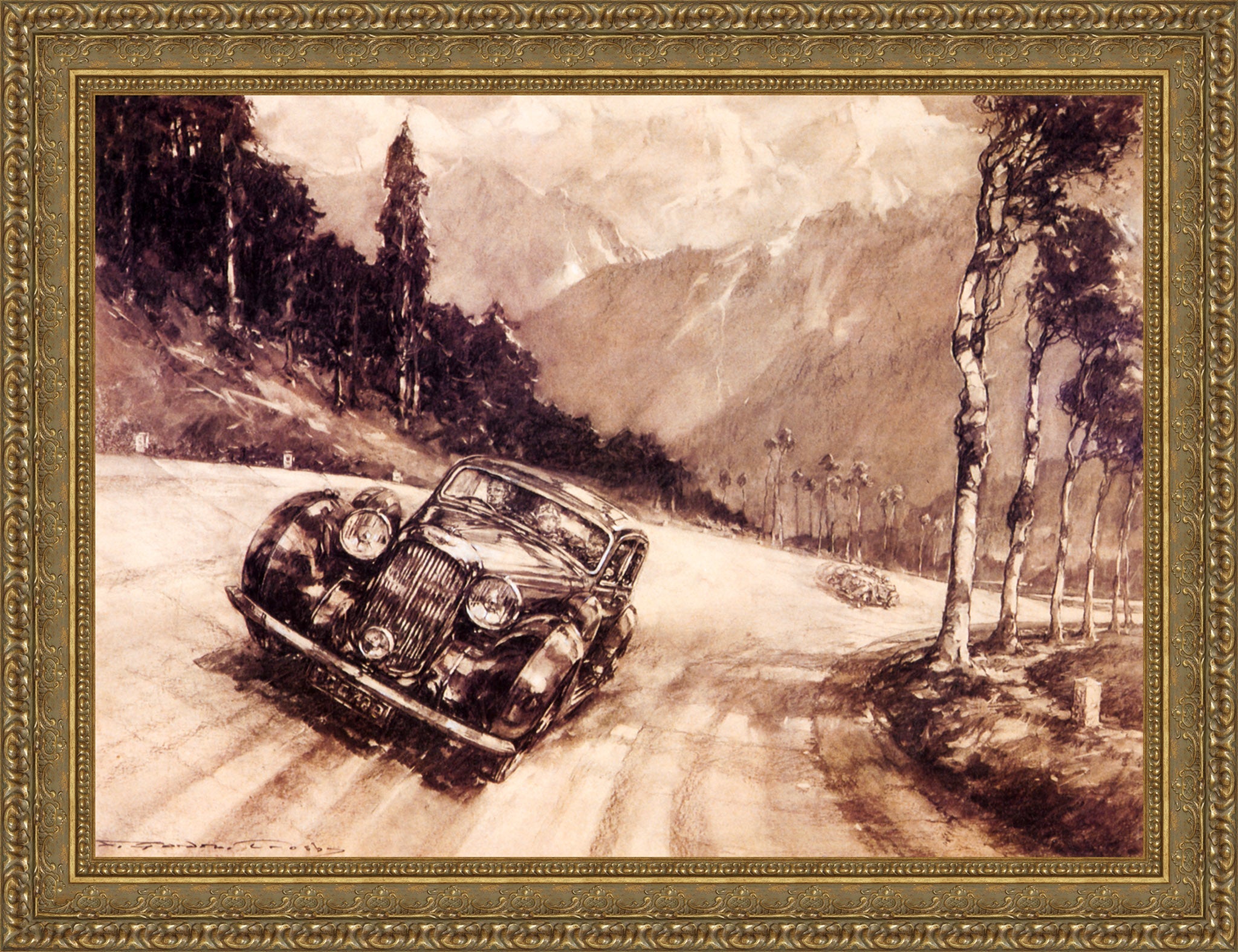 A Lagonda at Speed on the Continent – F. Gordon Crosby, c. 1930s - Canvas Classics