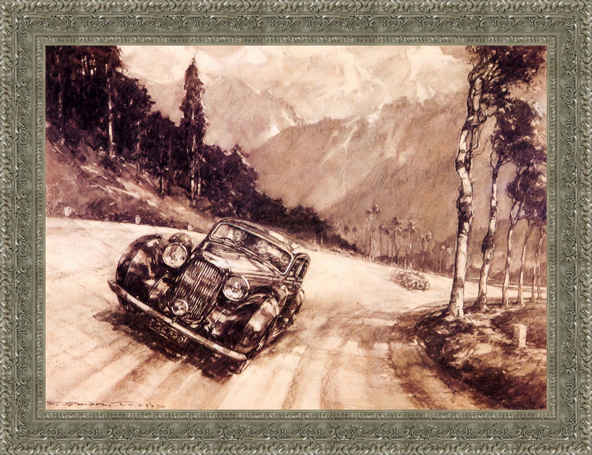 A Lagonda at Speed on the Continent – F. Gordon Crosby, c. 1930s - Canvas Classics