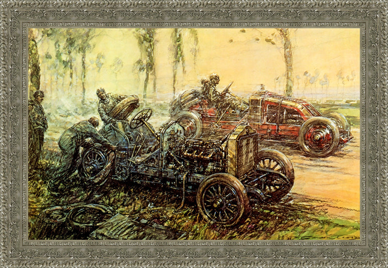 De Dietrich Tyre Trouble, French Grand Prix – F. Gordon Crosby, 1920